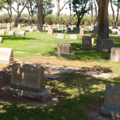 Large field with tombstones and markers