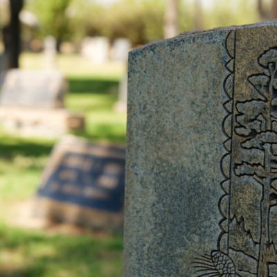 Close up of unidentified tombstone