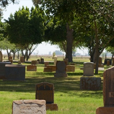 Large field with tombstones and markers